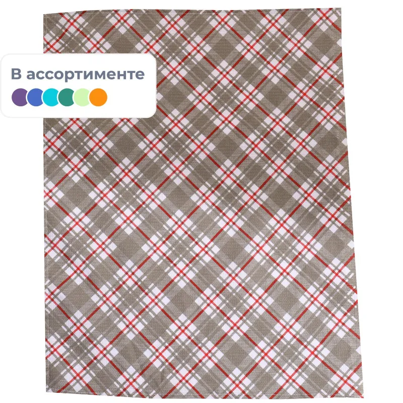 Полотенце кух. вафельное 45x60 160 гр/м2, Клетка ассорти, 10 шт - фото 1
