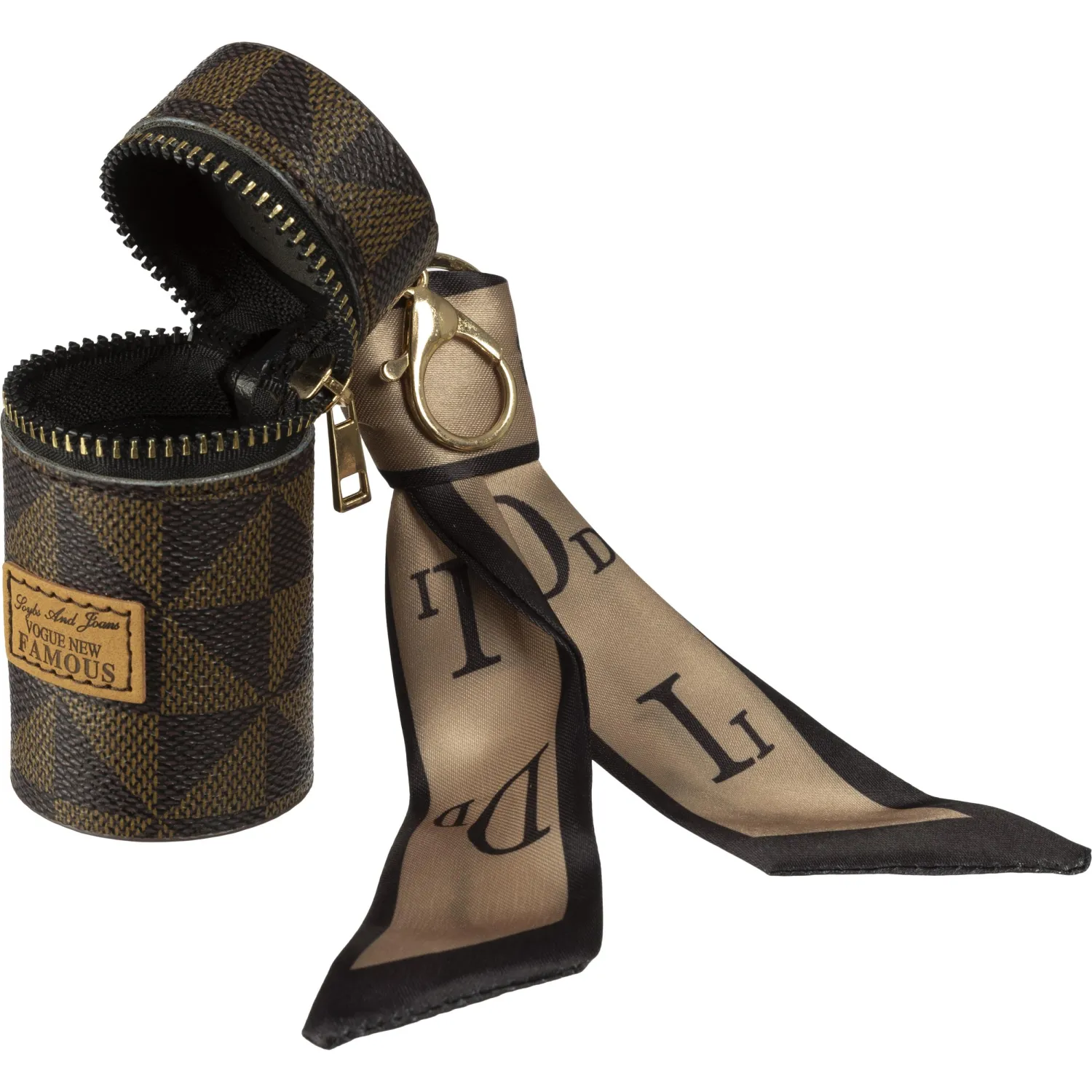 Брелок Тубус на молнии коричневый - фото 2