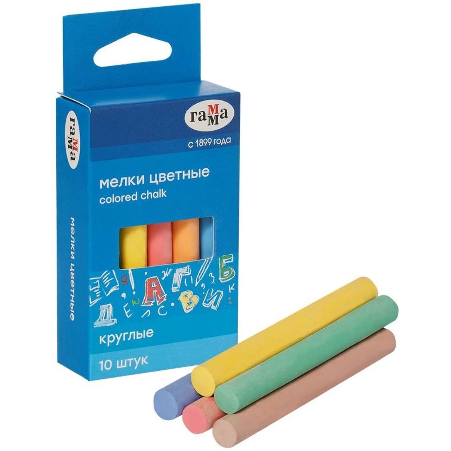 Мел школьный Гамма набор 10цв.,мягкий, круглая форма, 0909193 - фото 3