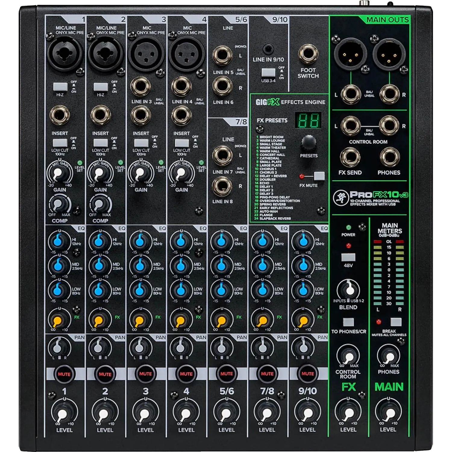 Микшерный пульт MACKIE ProFX10v3, 10-канальный, с процессором эффектов, USB - фото 1