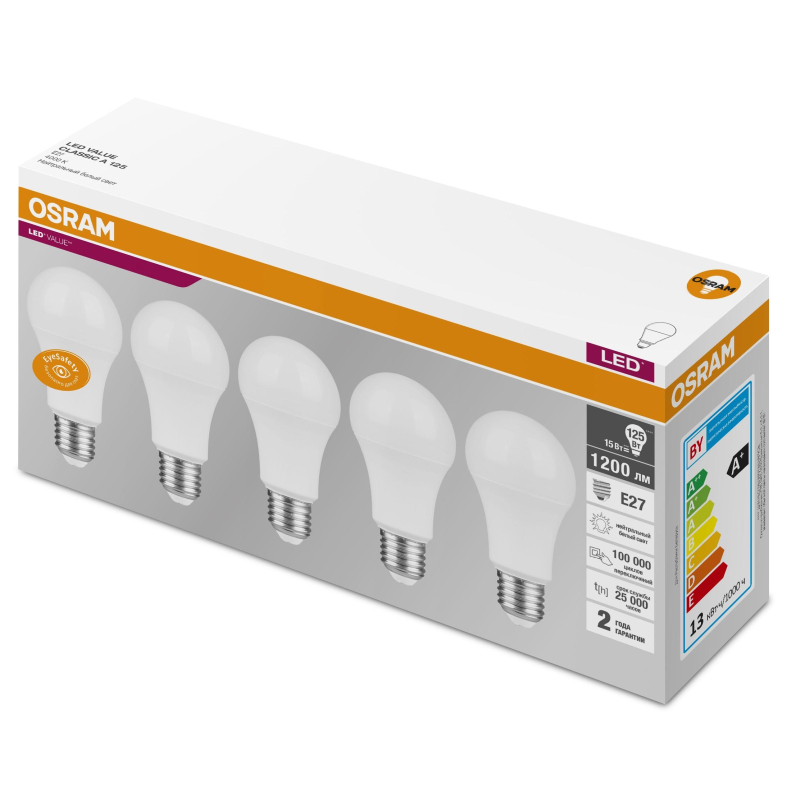 Лампа светодиодная OSRAM LVCLA125 15SW/840 230V E27 5шт/уп (4058075577831) - фото 1