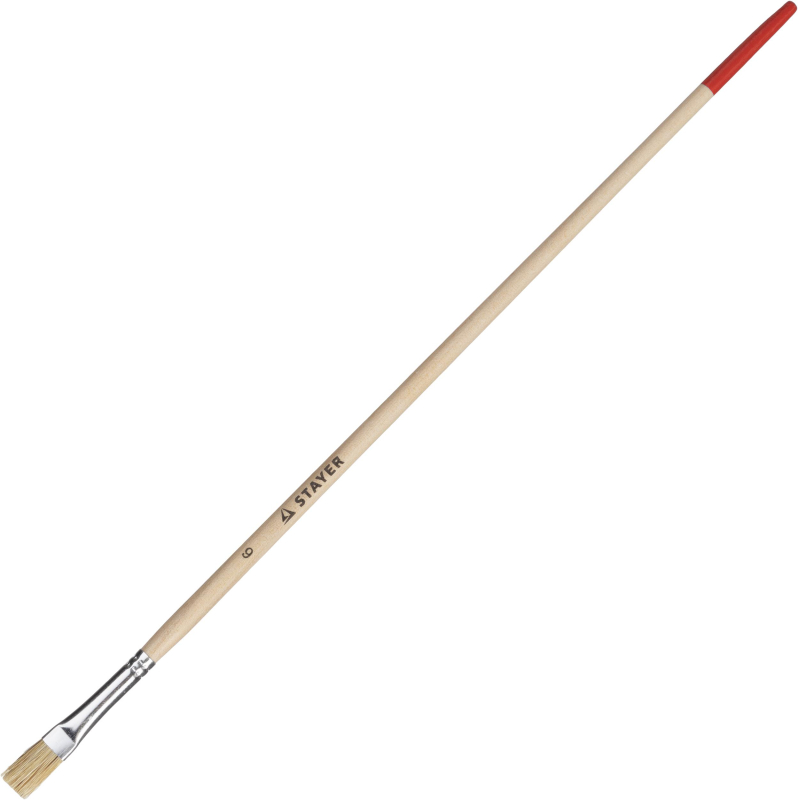 Кисть плоская тонкая STAYER UNIVERSAL-STANDARD светлая №6 x 8мм (0124-06) - фото 1