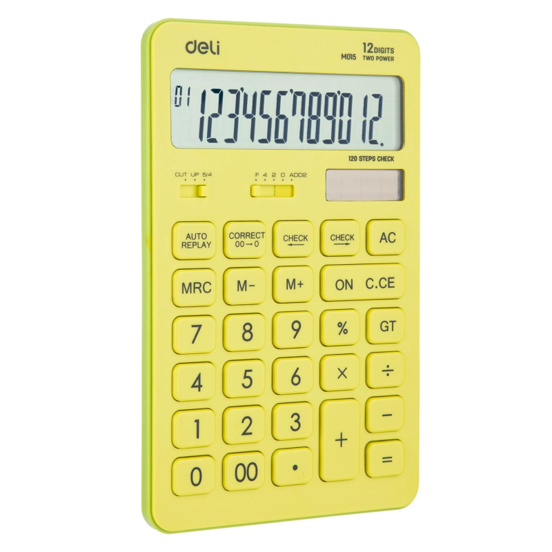 Калькулятор настольный ПОЛНОРАЗМ. Deli EM01551, 12-р,дв.пит,175х108мм, желт - фото 7
