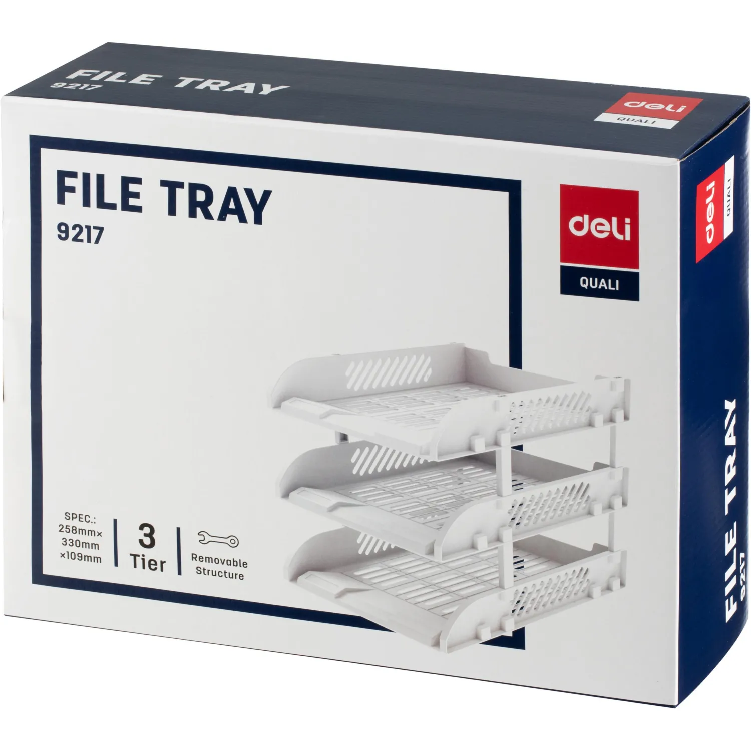 Лоток горизонтальный для бумаг Deli E9217Grey набор 3шт на металл.стерж сер - фото 10