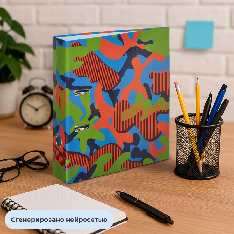 Папка-регистратор 75 мм №1School Милитари цветной голубой - фото 10