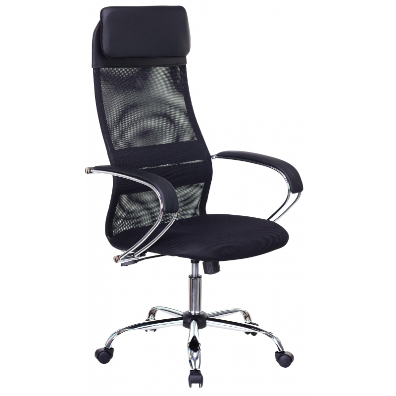 Кресло VB_EChair-655/SL/BL TTW сетка/ткань черный хром - фото 1