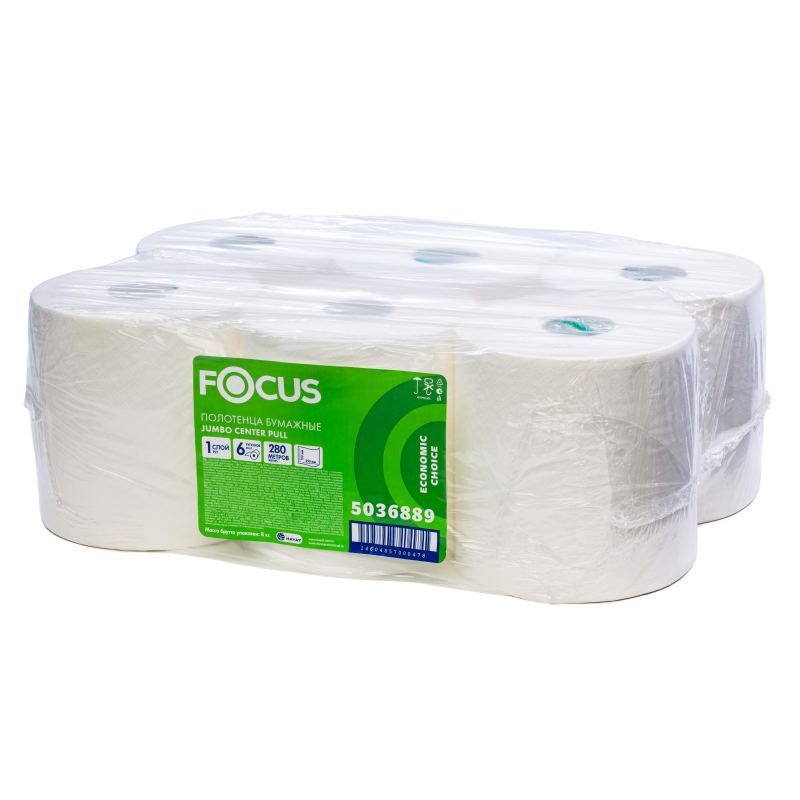 Полотенца бумажные д/держ.FOCUS Jumbo с ЦВ 1сл.280м 6рул 5036889 - фото 5