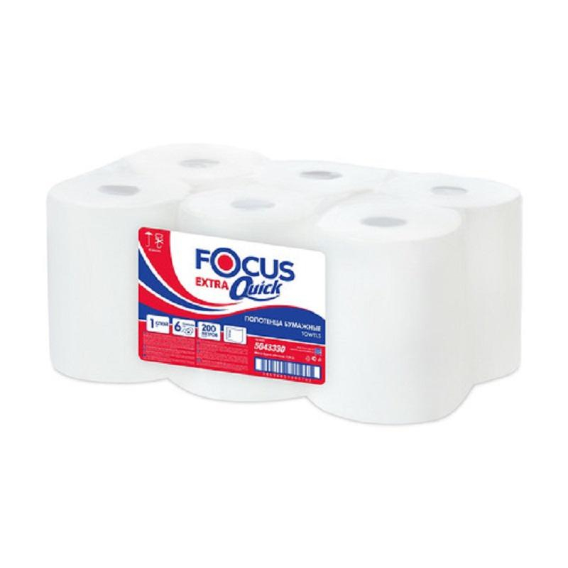 Полотенца бумажные д/дисп. FOCUS Extra Quick 1сл 200м 6рул/уп цел 5043330 - фото 4