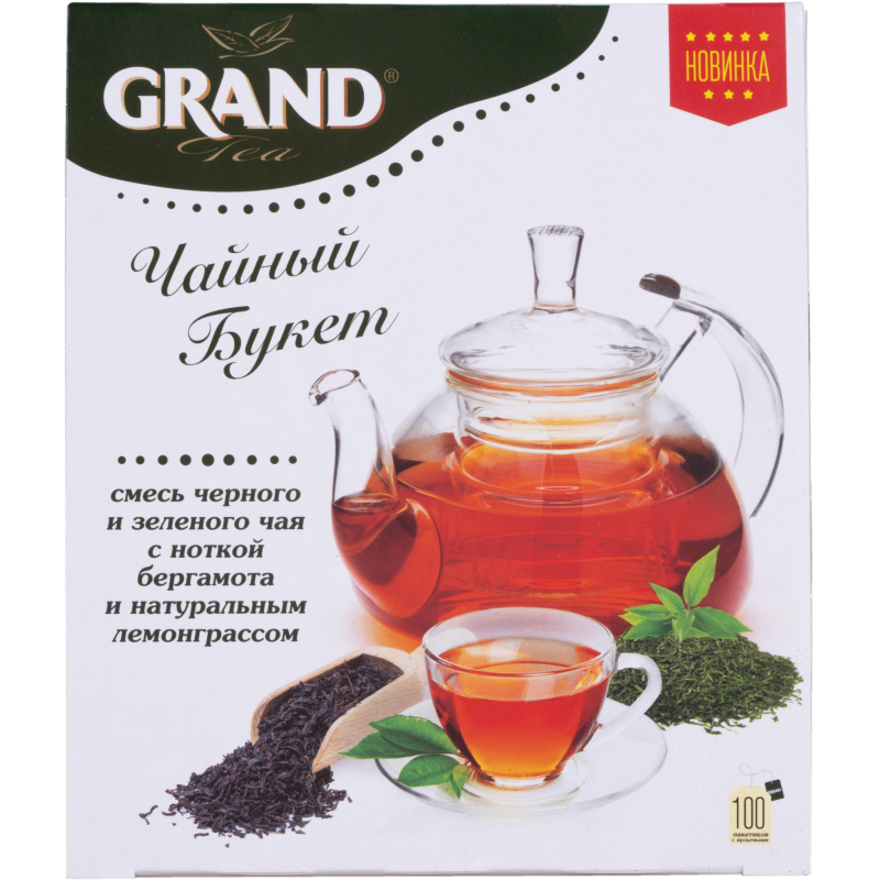 Чай Grand чайный букет черный с зеленым, 100пак/уп - фото 1