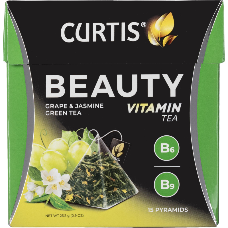 Чай Curtis Beauty зеленый, аромат, средний лист, 15 пирамидок - фото 1