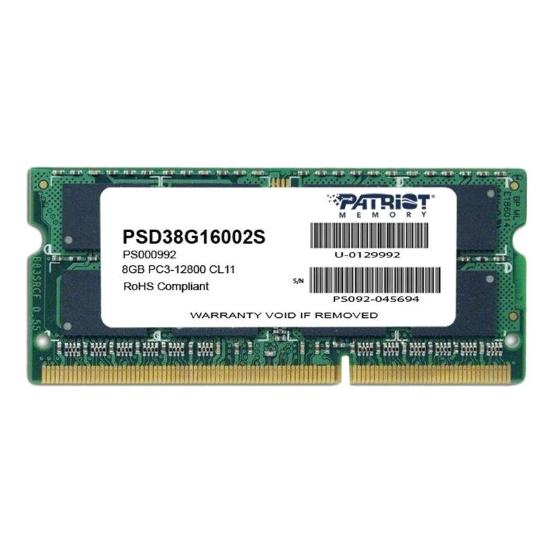 Модуль памяти Patriot SL DDR3 8GB 1600MHz SODIMM (PSD38G16002S) - фото 1