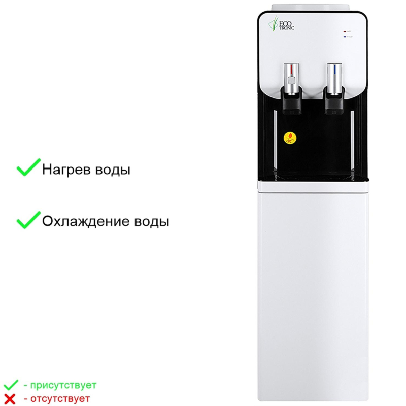 Кулер напольный ECOTRONIC M40-LCE white-black со шкафчиком - фото 12