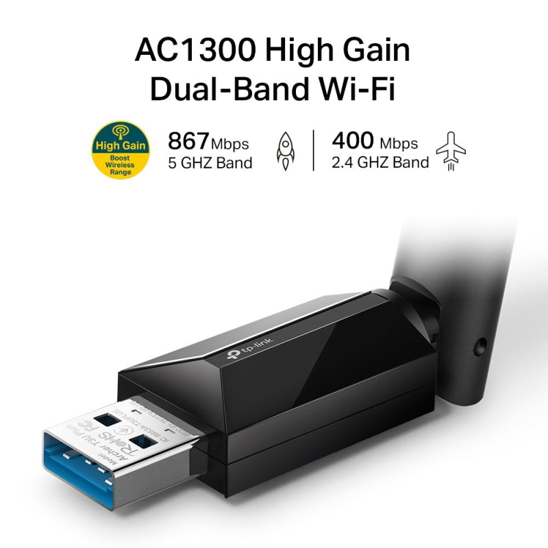 Сетевой адаптер TP-Link Archer T3U Plus,AC1300 двухдиапазонный,Wi-Fi,USB3.0 - фото 4