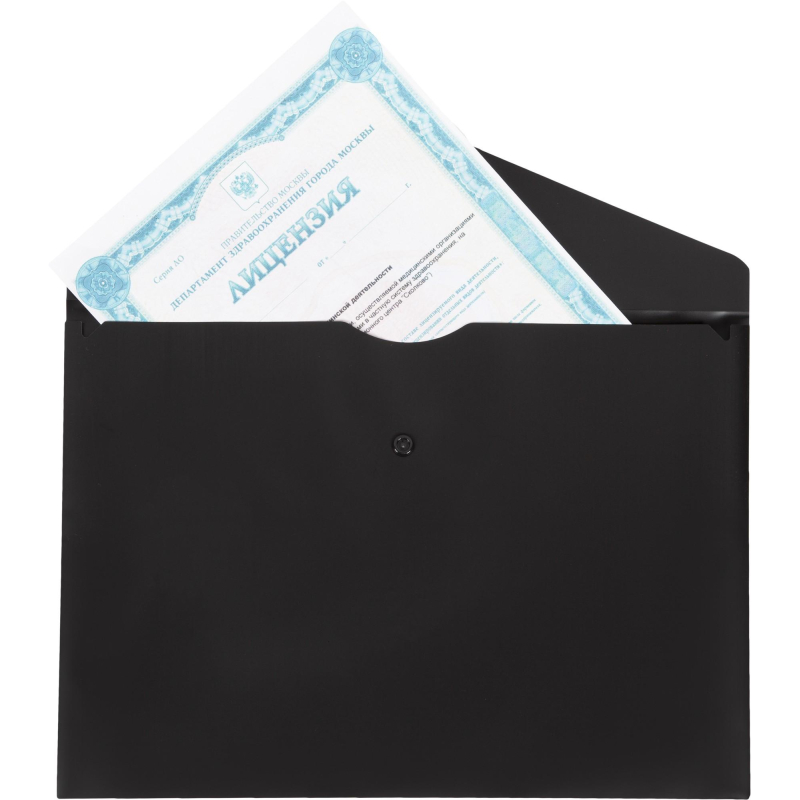 Папка-конверт на кнопке Attache А4, пл 180 мкм, 10шт/уп, черная непрозр - фото 4