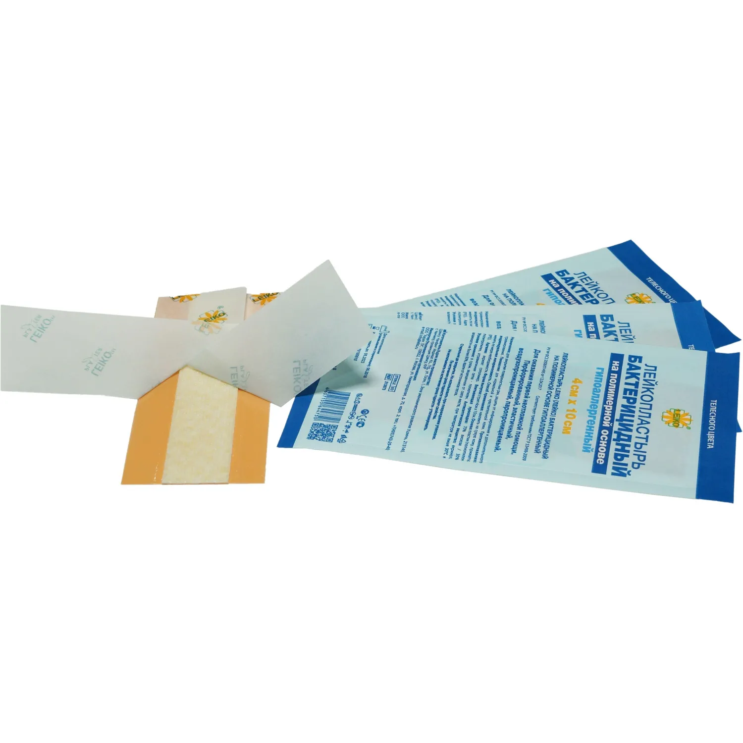 Лейкопластырь бакт. 4х10см полимерный Leiko 100шт/уп - фото 3