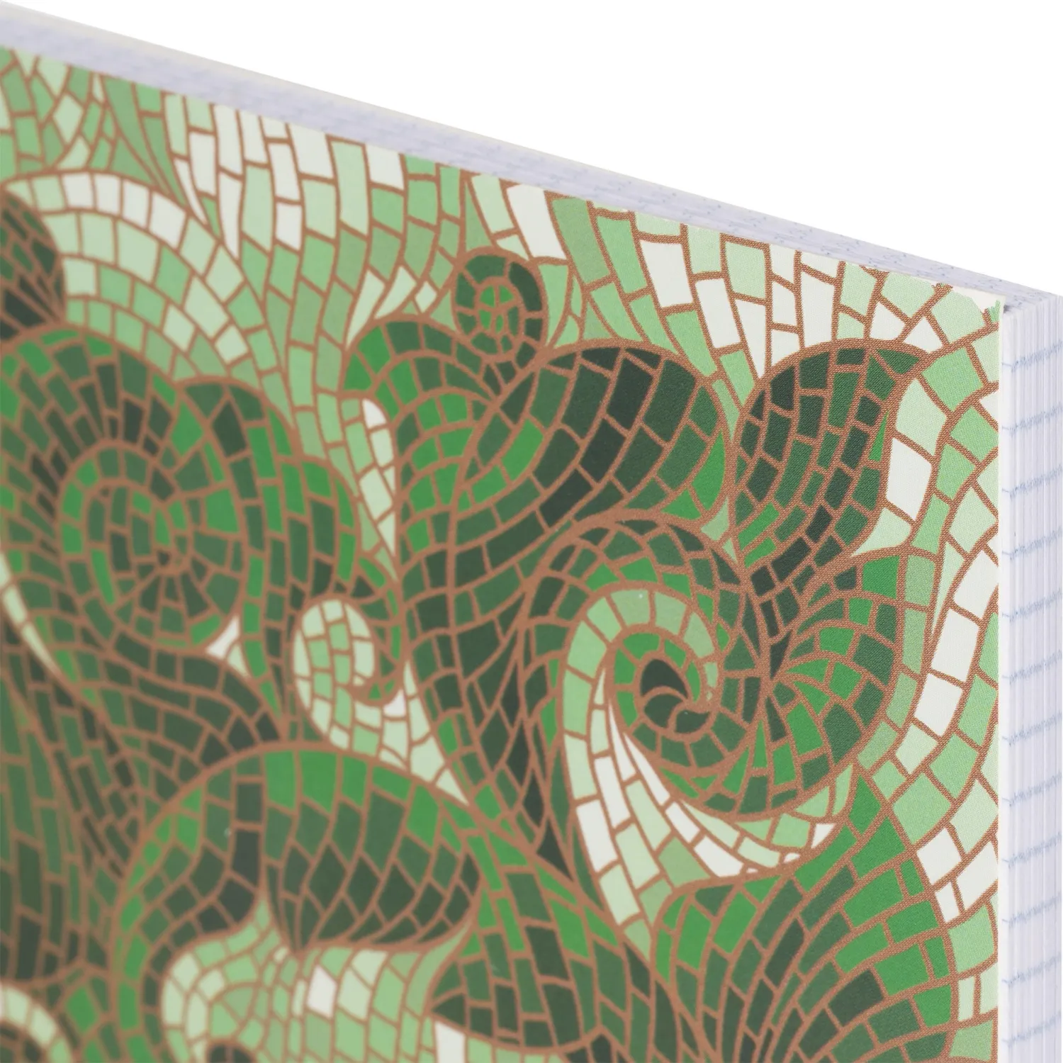 Бизнес-тетрадь Мозаика зеленая обложка УФ лак, спираль, А5, 80л, клетка - фото 3