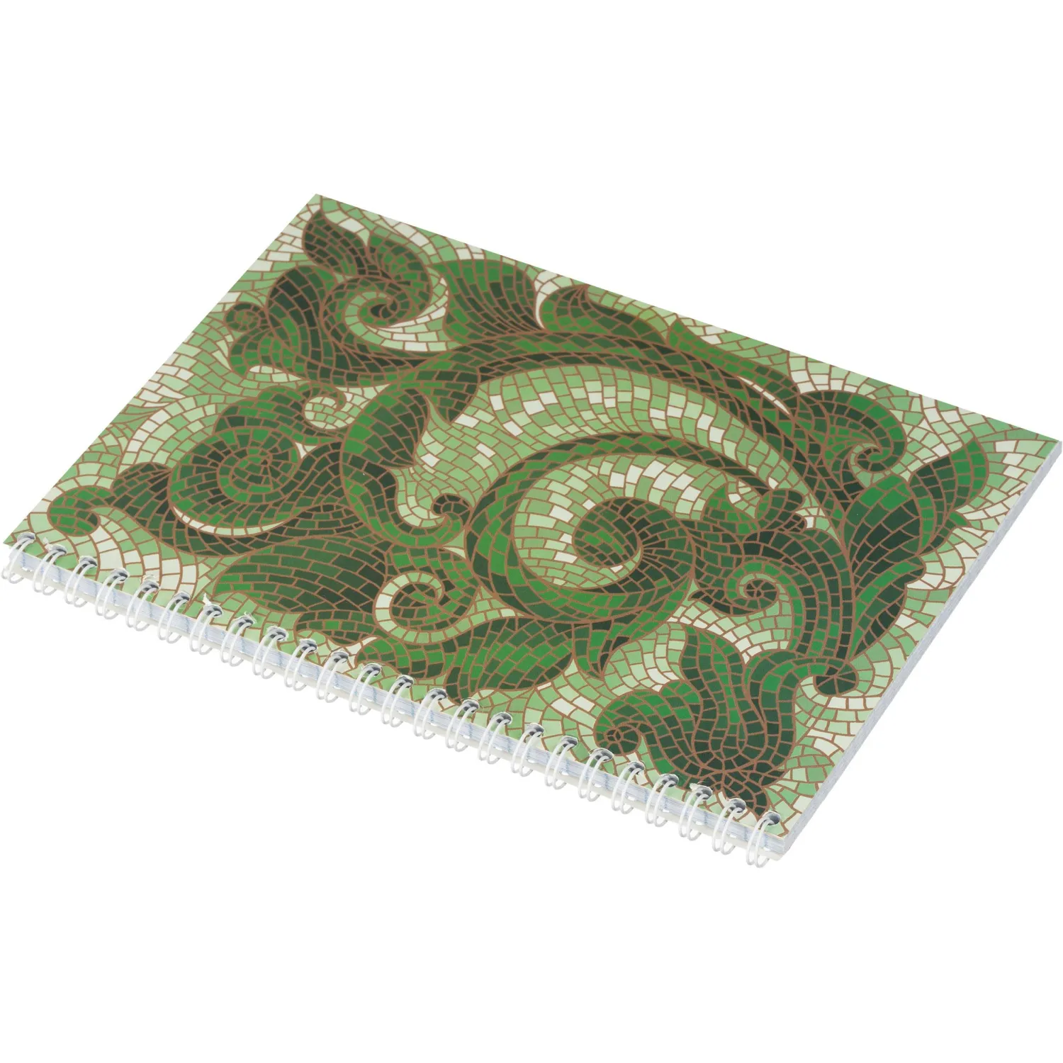 Бизнес-тетрадь Мозаика зеленая обложка УФ лак, спираль, А5, 80л, клетка - фото 4