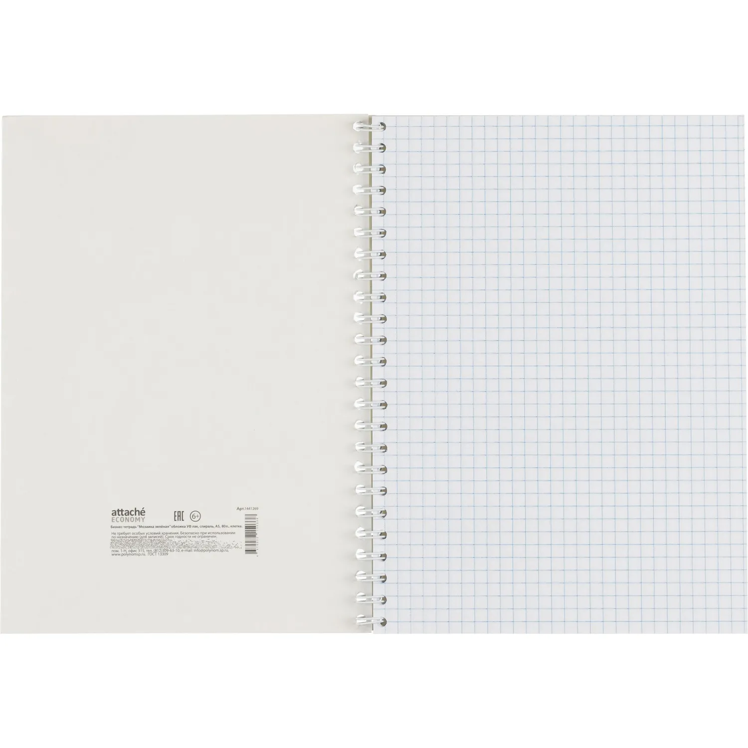 Бизнес-тетрадь Мозаика зеленая обложка УФ лак, спираль, А5, 80л, клетка - фото 5