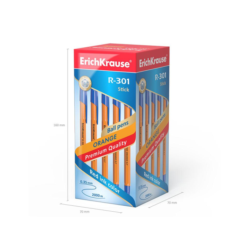 Ручка шариковая неавтомат. Erich Krause R-301 OrangeStick 0,7,масл,син - фото 6