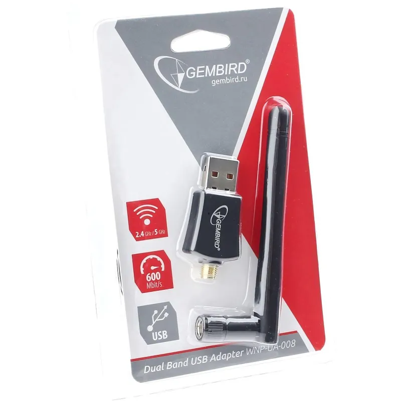 Сетевой адаптер Wi-Fi USB-адаптер Gembird, 600 Мбит,802.11b/g/n/ac/а - фото 3