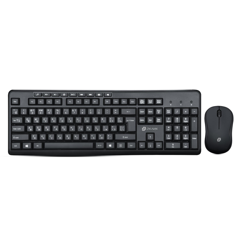 Набор клавиатура+мышь Oklick 225M клав:черный мышь:черный USB беспр - фото 1