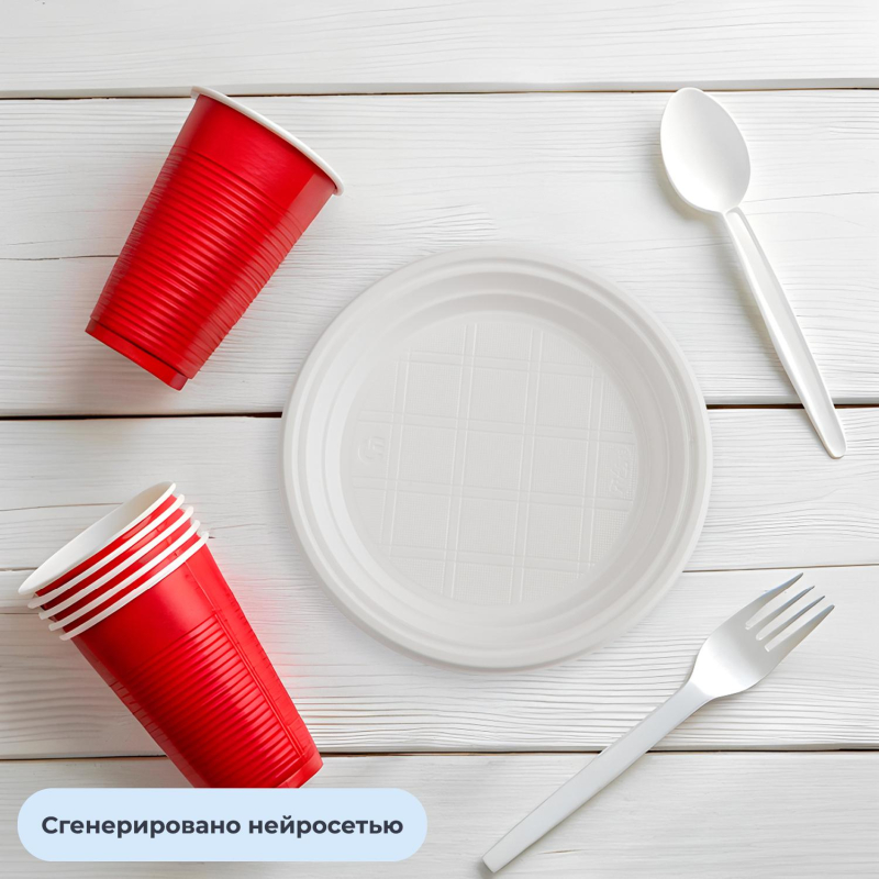 Тарелка одноразовая d=165мм, белая,  (КОМУС)/Выбор Есть ПС 100шт/уп - фото 5