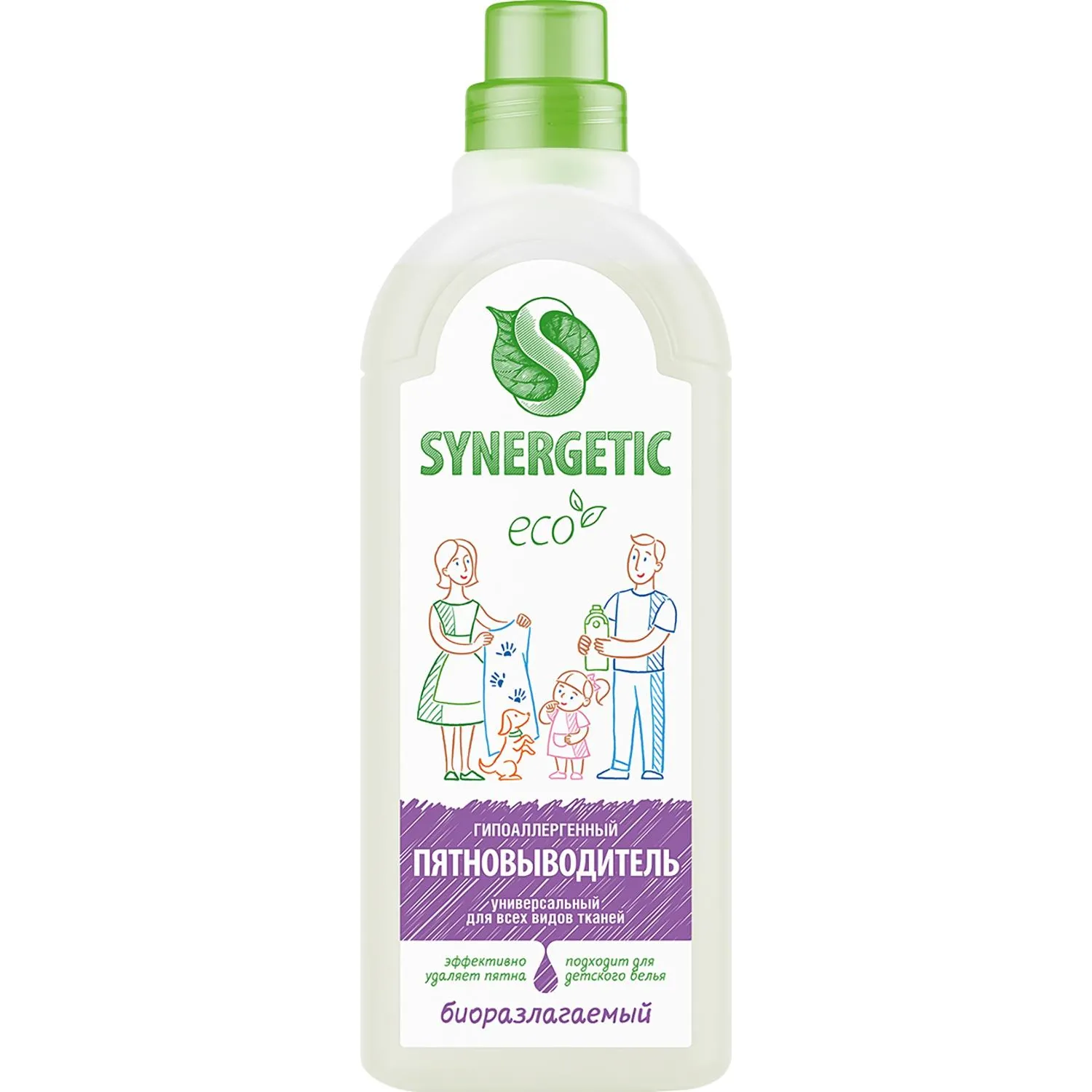 Пятновыводитель SYNERGETIC для одежды гипоаллергенный без запаха 1л - фото 1