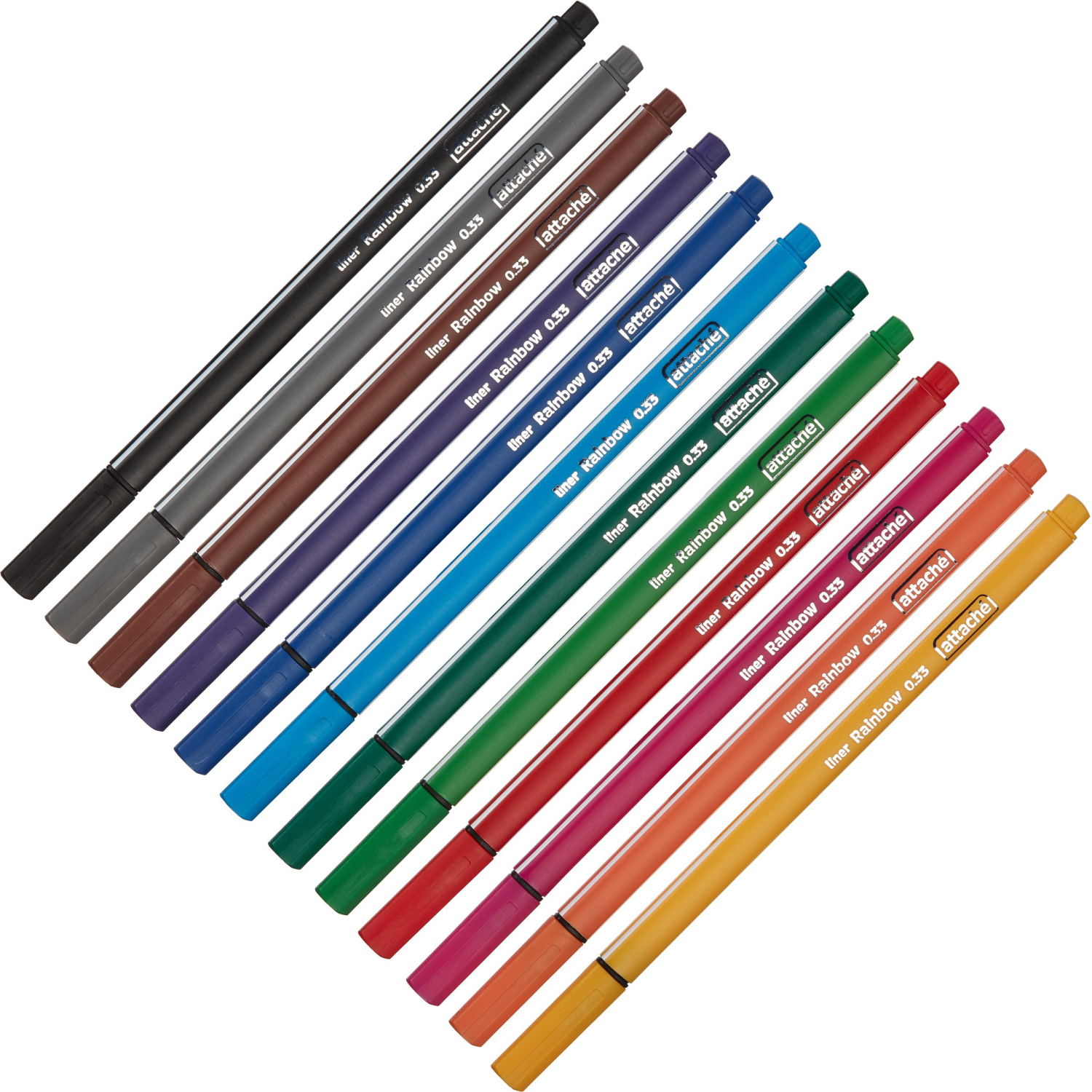 Набор линеров Attache Rainbow 12цв/набор 0,33 мм трехгран.корпус - фото 2