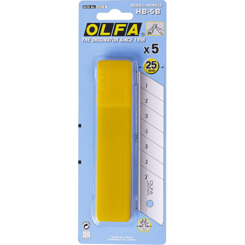 Лезвие OLFA сегментированное, 25мм, толщина 0,7мм, 5шт/уп., OL-HB-5B - фото 3
