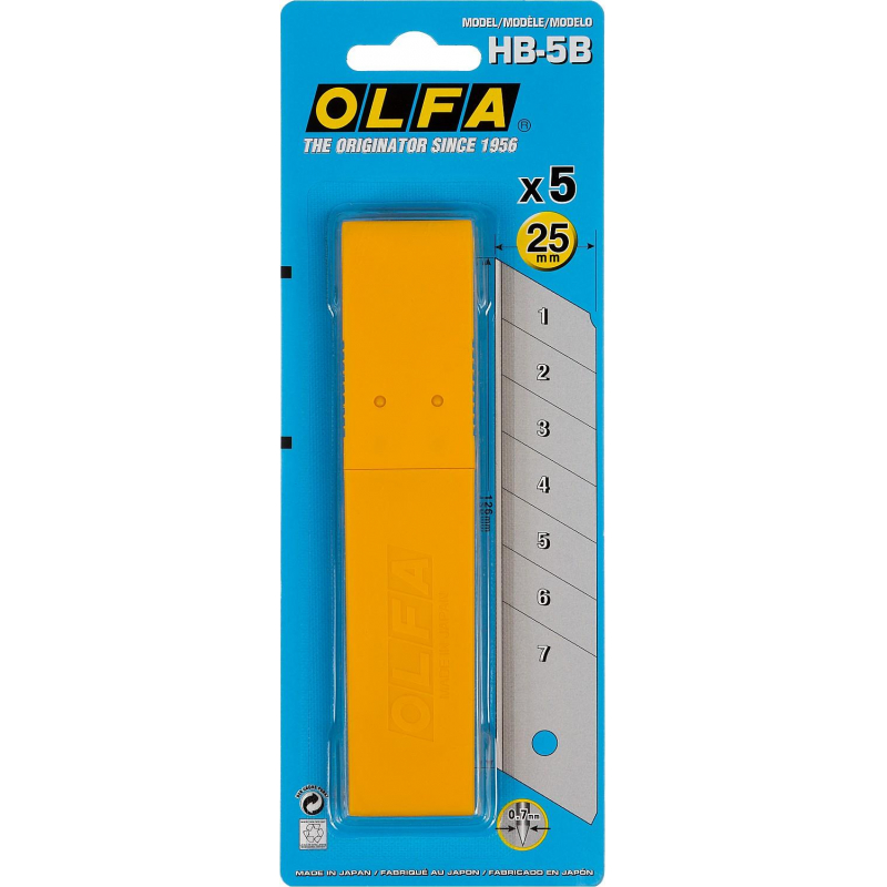 Лезвие OLFA сегментированное, 25мм, толщина 0,7мм, 5шт/уп., OL-HB-5B - фото 6