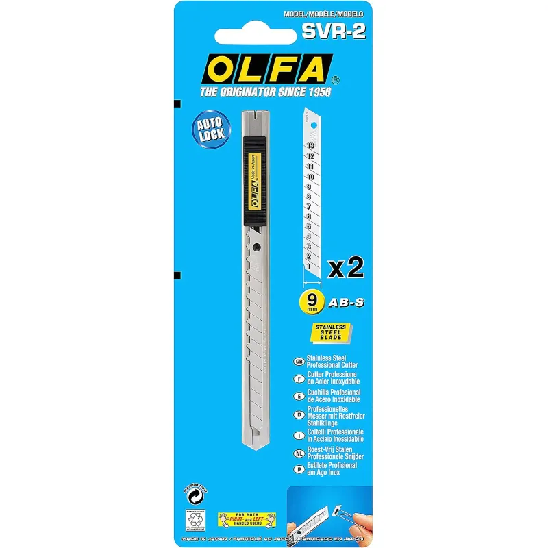 Нож OLFA корпус из нерж.стали, автофиксатор, 9мм, OL-SVR-2 - фото 2
