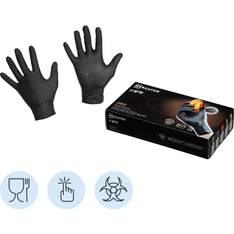 Перчатки одноразовые нитрил GOGRIP BLACK цв.черный (25 пар/уп) р.М,ПС - фото 1