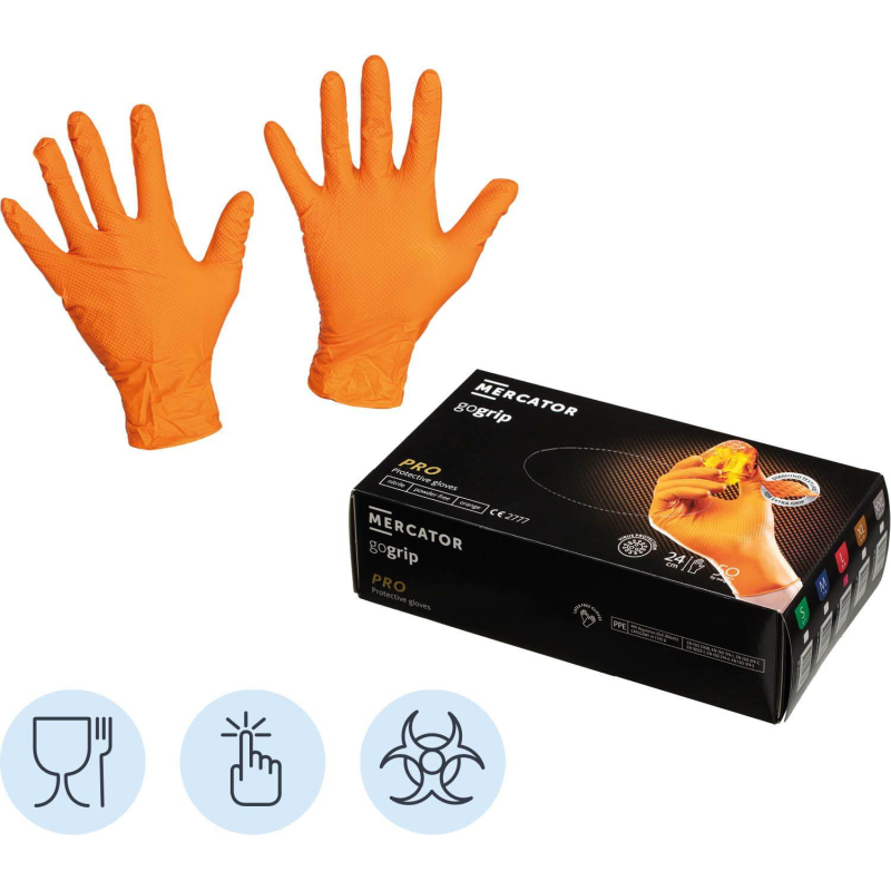 Перчатки одноразовые нитрил GOGRIP ORANGE цв.оранжевый (25пар/уп) рXL,ПС - фото 1