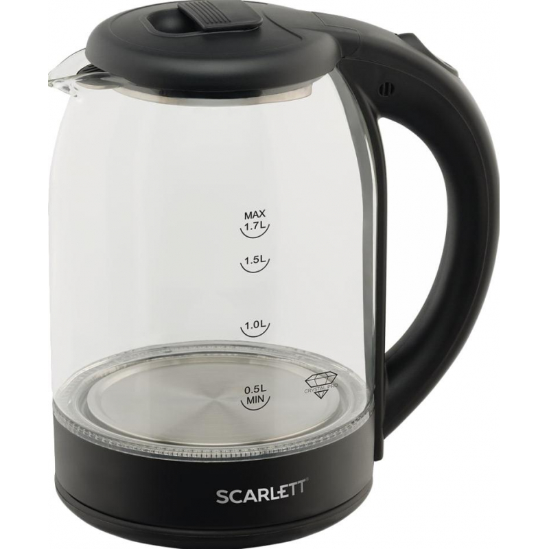 Чайник электрический SCARLETT SC-EK27G90, стекло, 1800Вт, 1.7л, черный - фото 1