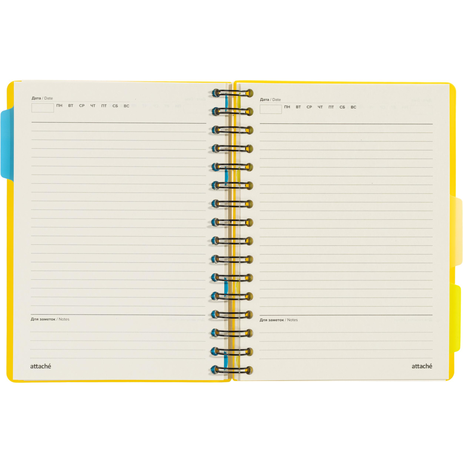 Ежедневник недатированный Bright Colours на спирали, А5, 272 стр., ЖЕЛТЫЙ - фото 19