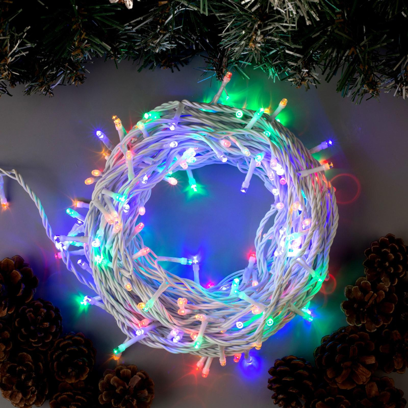Гирлянда светодиодная Нить 20 м , IP44, 200 LED, мульти, 8реж, 220В 3584143 - фото 2
