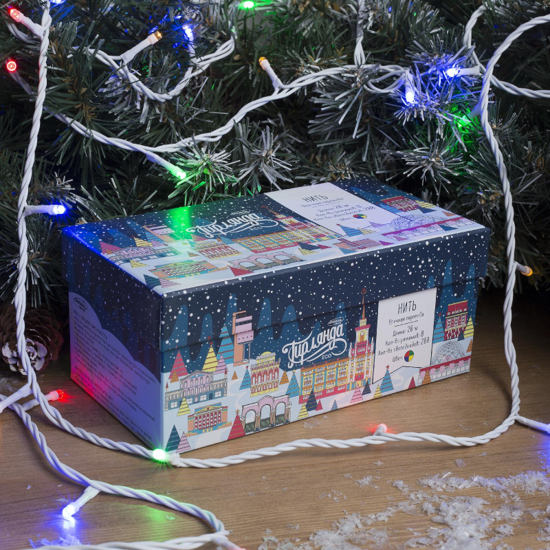 Гирлянда светодиодная Нить 20 м , IP44, 200 LED, мульти, 8реж, 220В 3584143 - фото 4