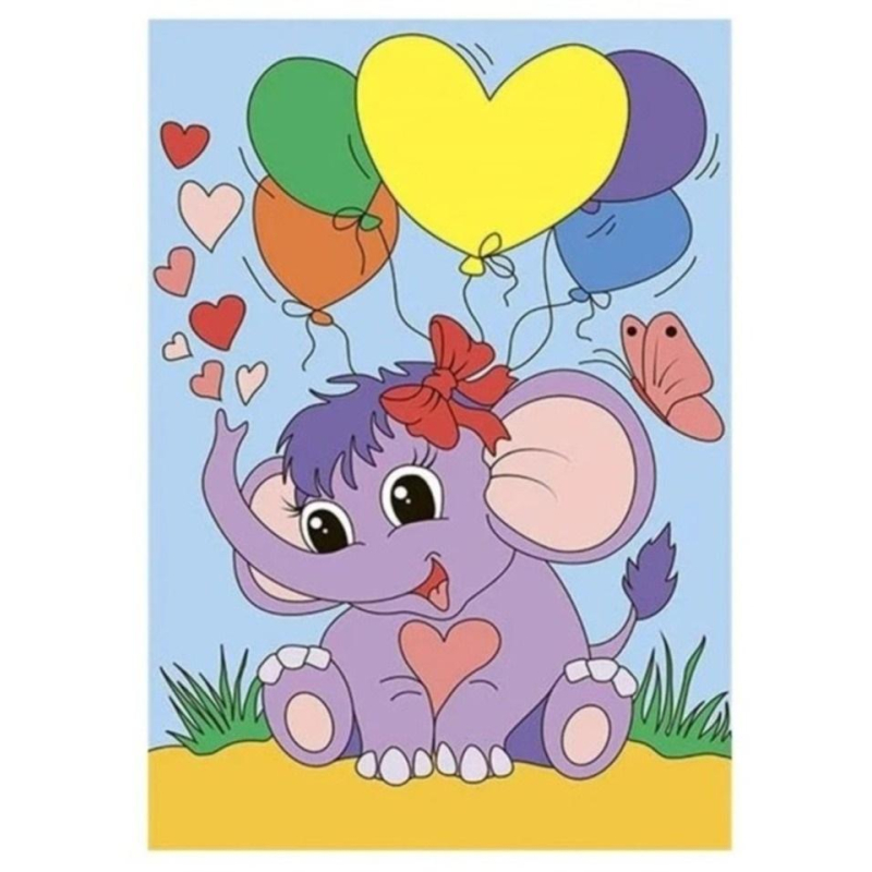 Картина по номерам  для малышей Забавный слоненок, Ркн-038 - фото 1
