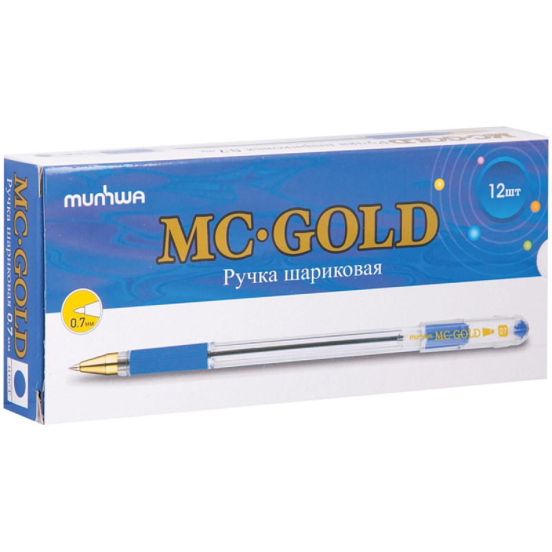 Ручка шариковая неавтомат. MunHwa MC Gold син,0,7мм,масл,манжBMC07-02 - фото 8