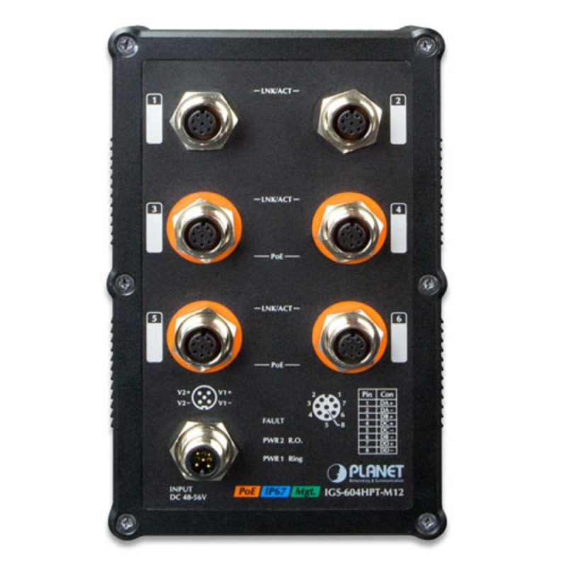 Коммутатор Planet Industrial L2+ M12 Managed Eth Switch (IGS-604HPT-M12) - фото 2