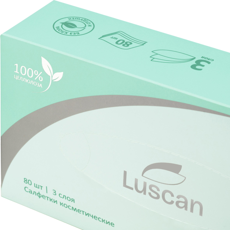 Салфетки косметические Luscan 3сл 80шт/уп белые - фото 5