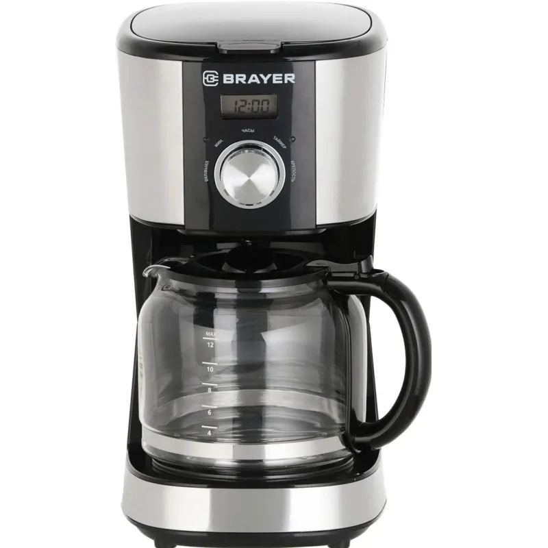 Кофеварка Brayer 900 Вт, 1,5 л, таймер, LCD-дисп,противокап сист - фото 1