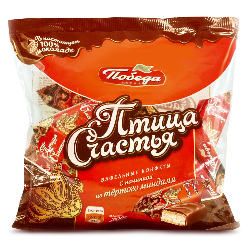 Конфеты шоколадные Птица счастья вафельные, 200г - фото 1
