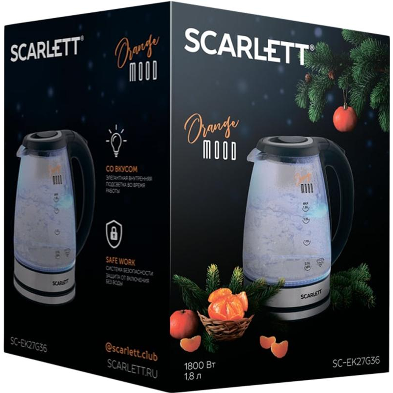 Чайник SCARLETT SC-EK27G36,электрический, стекло, 1800Вт, 1.8л, черный - фото 5