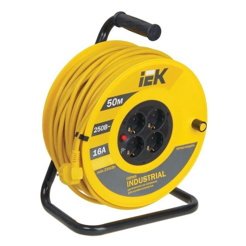 Удлинитель на катушке IEK УК50 4х50м 16А IP20 3х1.5 с/з WKP15-16-04-50 - фото 1