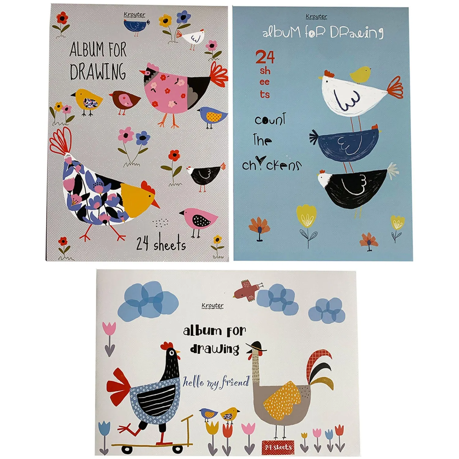 Альбом для рисования Kroyter А4 24л скл,бл.100г, Аnimals,диз.в асс.64607 - фото 2