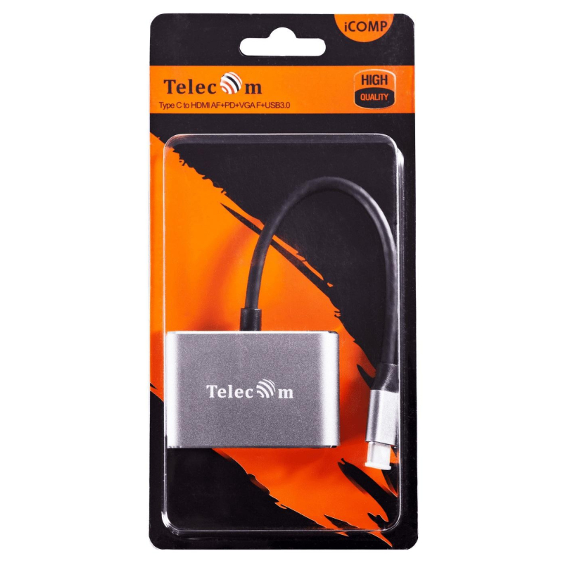 Кабель USB3.1 TypeCm - HDMI+USB3.0+PD+VGA Alum Grey 4K, Telecom &lt;TUC055 - фото 5