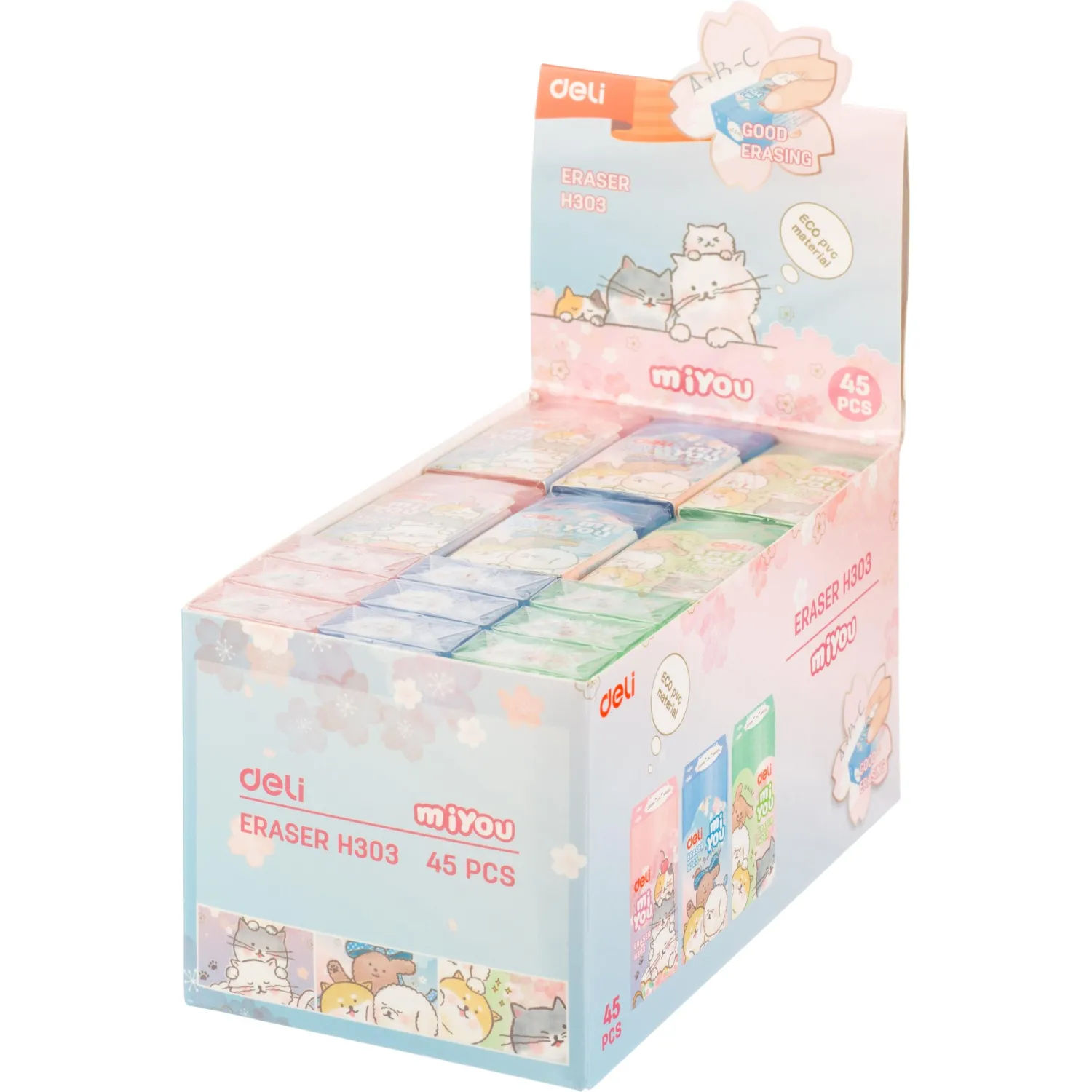 Ластик прямоугольный Deli EH303 MiYou 40x22x12мм ассорти картонная упаковка - фото 10