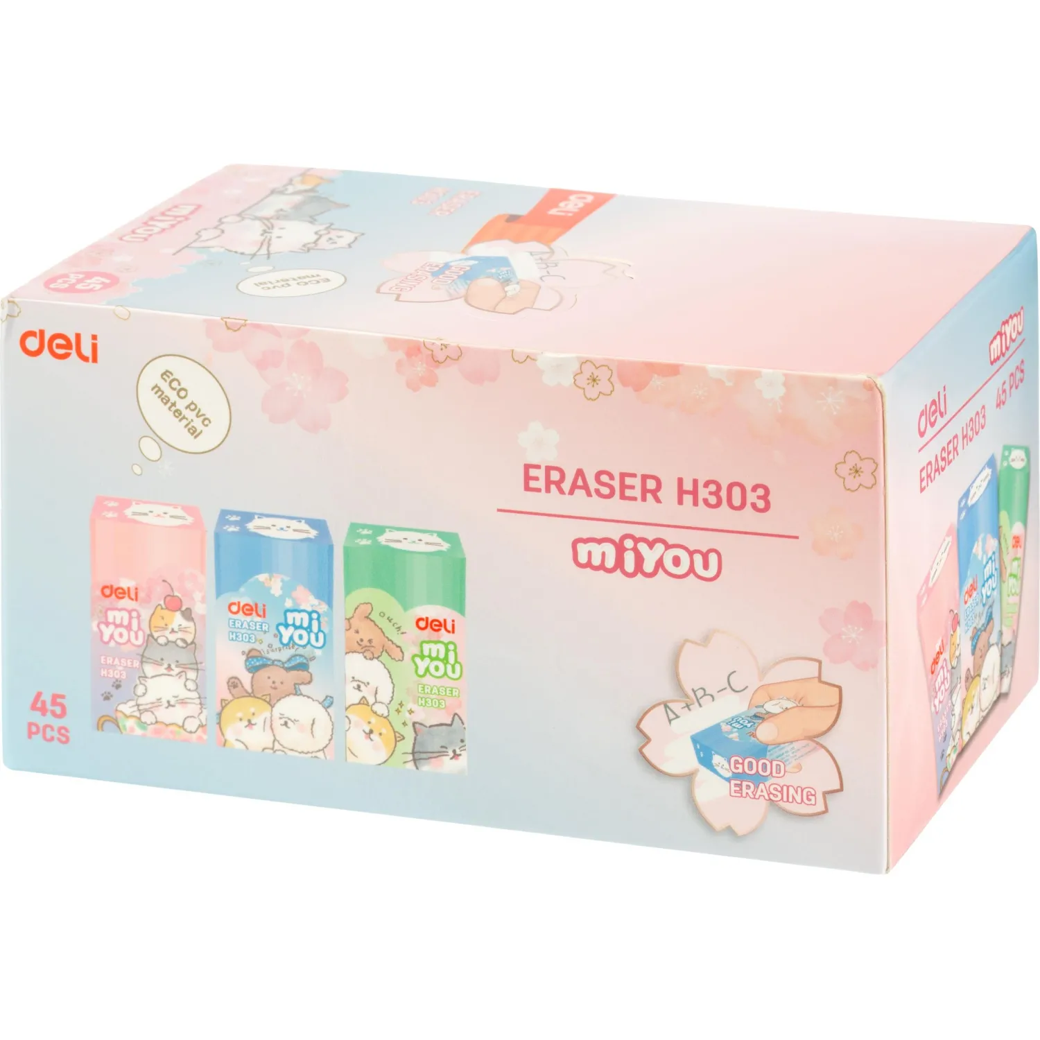 Ластик прямоугольный Deli EH303 MiYou 40x22x12мм ассорти картонная упаковка - фото 11