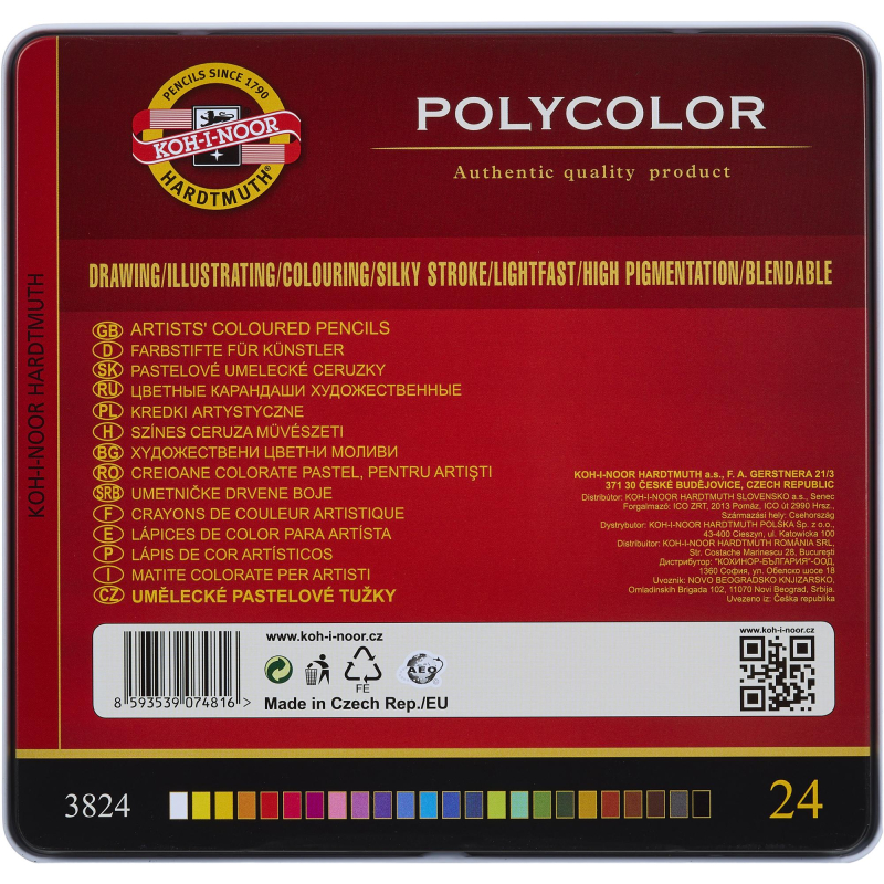 Карандаши цветные художеств. KOH-I-NOOR POLYCOLOR 24 цв/наб 3824024002PL - фото 3